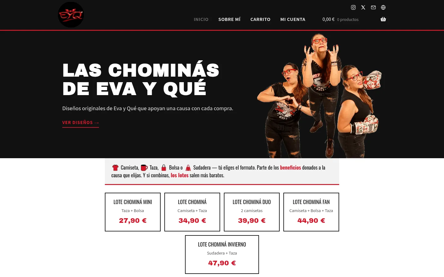 Captura de la web de Las Chominás de Eva y Qué
